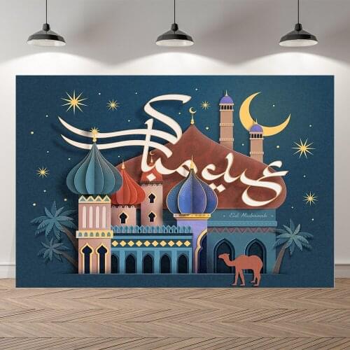 Neoback Photo Backdrops Mosque Ramadan Festivals Camel Mubarak Party Poster Baby Birthday Photographic Backgrounds Photocall