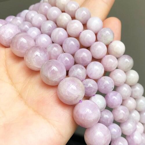 Natural Purple Kunzite Spodumene Stone Smooth Round Loose Spacer Beads For Jewelry Making Beads Diy Bracelet 8 10 12mm 15"Inches