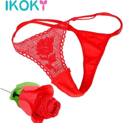 IKOKY Roses Shape Lace Lingerie Womens Underwear Novel Design G String Womens Panties Lady Sexy Thongs Random Send