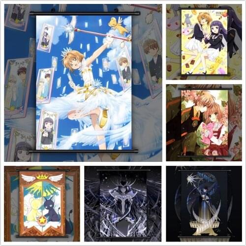 Card Captor Sakura Kinomoto Syaoran Wall Art Canvas Pictures Cool Painting Print Poster Plastic Hanging Scrolls Home Decoration