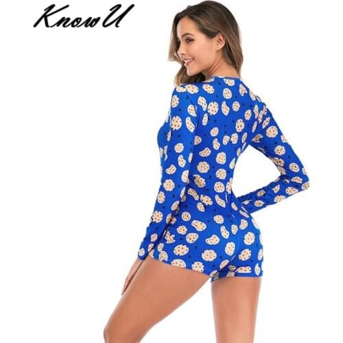 KnowU Printing Plus Size ABDL Womens Pajamas Knitting Adult Onesie Romper Nightwear