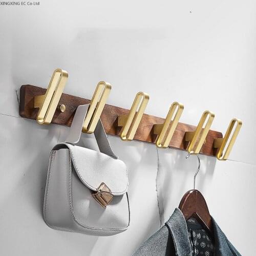 Creative Solid Wood Brass Hook Living Room Room Coat Hook Wall-mounted Light Luxury Fitting Room Hanger Key Storage Rack