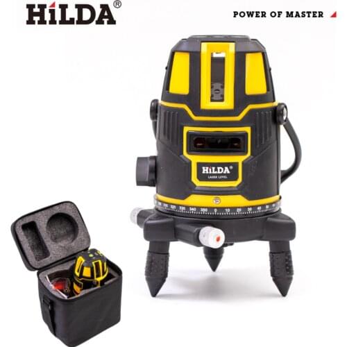 HILDA Laser Level 3/5 Lines 3D Level Self-Leveling Horizontal And Vertical Cross Super Powerful Red Laser Level Horizontal