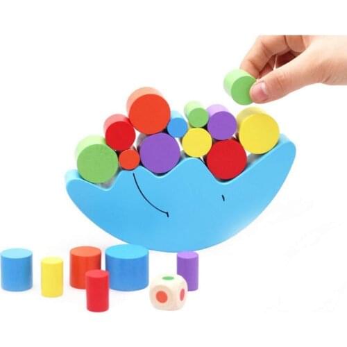 Wooden Moon Balancing Frame Building Colorful Blocks Development Kids Toy Gifts Parent-child Interactive Educational Games Props