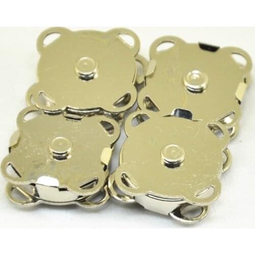 10PCS 14mm Metal Magnetic Snaps Purse Clasp Closures DIY Button For Bag Craft Garment Accessories Silver