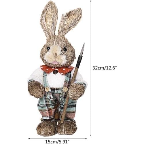 Cute Straw Rabbit Bunny Easter Decorations Holiday Home Garden Wedding Ornament E5BB