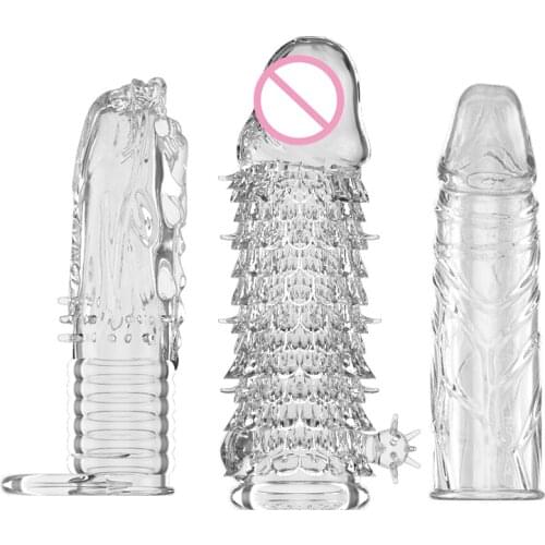 Reusable Penis Sleeve 3 Styles Male Delay Irregular Condoms Male Enlargement for Men Delay Adult Sex Toys For Men Intimate Goods