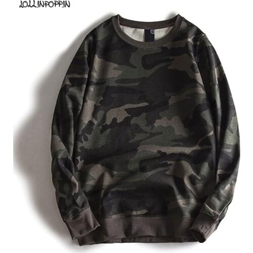 Military Style Men Camouflage Sweatshirt 2021 New Cotton Terry Long Sleeves Crew Neck Pullovers Camo Pattern