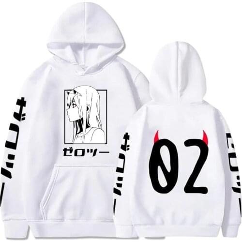 Japanese Streetwear Anime Darling In The Franxx Zero Two Hip Hop Manga Hoodies Anime Cosplay Skateboard Sweatshirts Mens Hoodie