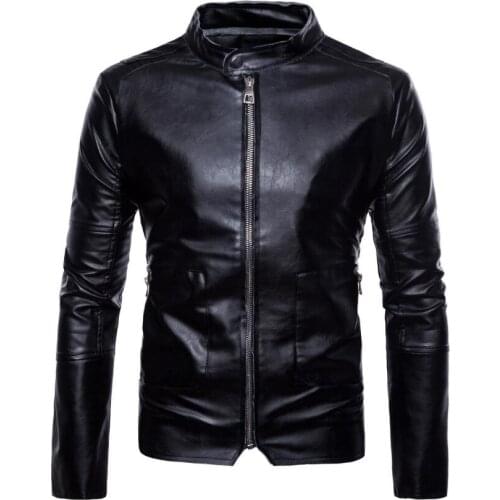 2020 Men Spring Vintage Casual Leather PU Jacket Coat Men Autumn Design PU Leather Jackets Men