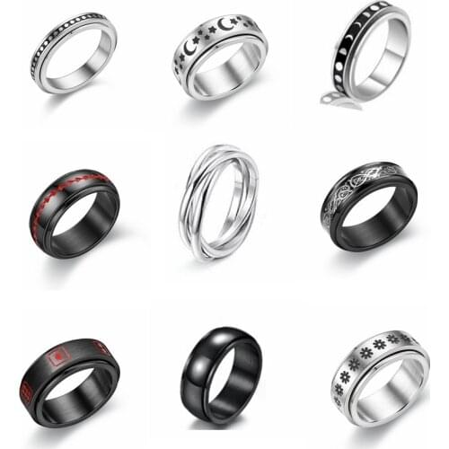 36 models stainless steel Mens Rings silver color casual mens fashion jewelry punk rotating gift to give a boyfriend