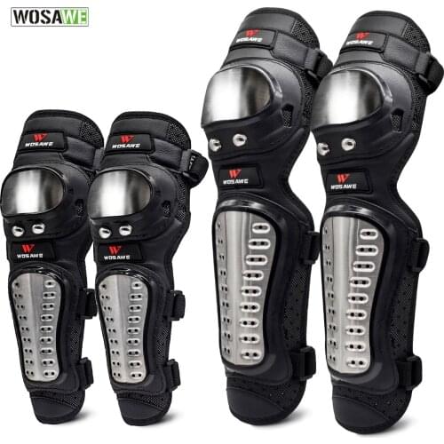 WOSAWE 4Pcs/Set Elbow Knee Pads Stainless Steel Motorcycle Motocross Protective Gear Protector Knee pad Guards Sports Armor Kit