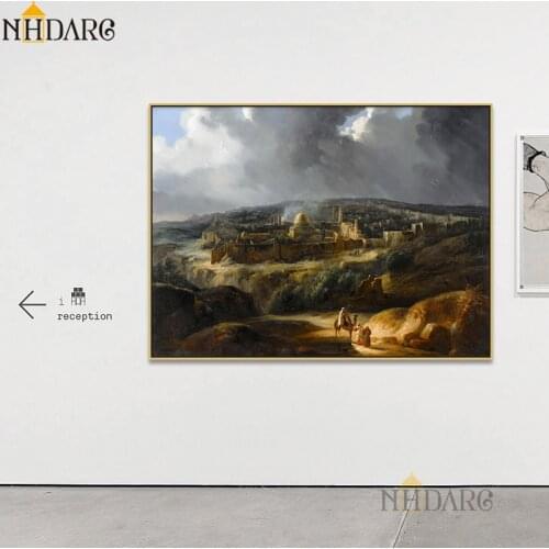 Auguste Forbin Jerusalem Seen from Mount Josaphat Posters and Prints Canvas Art Painting Wall Picture for Living Room Home Decor