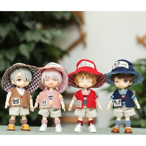 Ob11 baby clothes obitsu11 12 points BJD beautiful knot pig Molly GSC fishermans Hat Vest Set