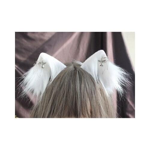 Original Handmade Cat Ear Detachable Plush Animal Ears Side Clip Lolita Animal Ear a Pair of Hairclips