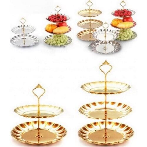 Stainless steel fruit candy dish dried dish tea snack plates pastry living room creative cake shelf party Storage Trays
