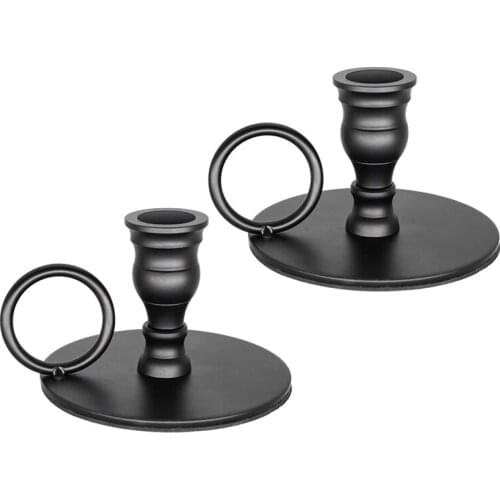 2 Pack Candle Holder,Taper Candle Holders,Metal Candlestick Holder (Fit 0.8 Inch Candle),Decorative Candle Stand,Black