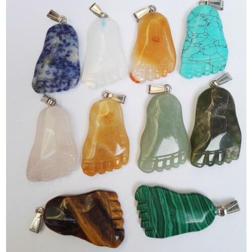 Natural stone foot pendants Necklace mixed Fashion feet charms accessories 10pcs/lot free shipping Wholesale