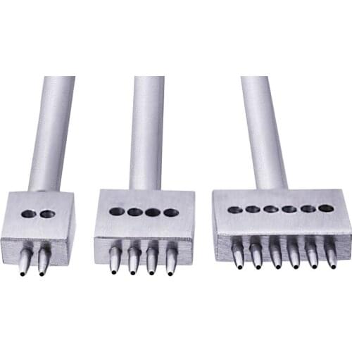 3PCS 4mm 2/4/6 Holes Leather Punch Tool Prong Leather Craft Tool DIY Row Circular Cut Hole Stitched Hole Spacing Hand Tools