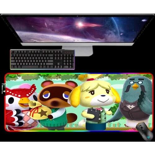 RGB Animal Crossing Mouse Pad XL Mousepad Keyboard Pad LED Mause Pad Rubber No-slip with Backlit Tapis De Souris 25X35 Mouse Mat