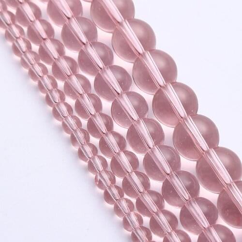 Pink Glass Round Loose Spacer Beads 4 6 8 10 12mm for Jewelry Making DIY Bracelet Necklace Earrings Accessories