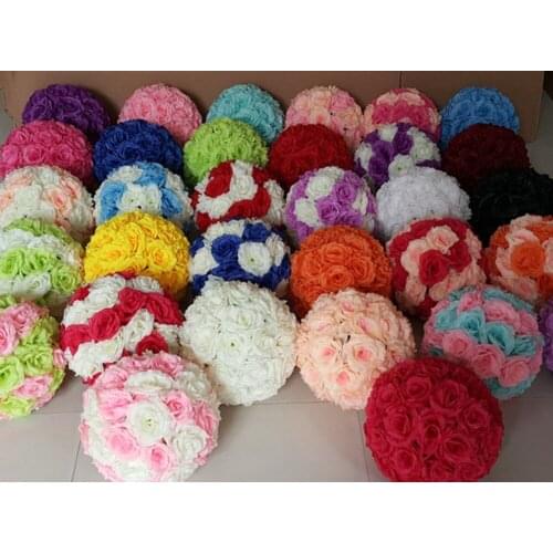 41colors 10 pieces/lot 20cm/ 8 inch Silk Rose Kissing Ball Artificial Fabric Pomander Flowers Ball Wedding Party Supplies