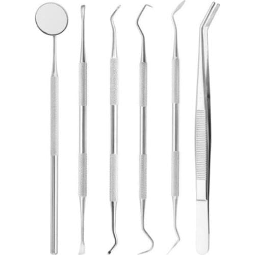 2Pcs Dental Probe Needle Teeth Cleaning Kit Accessories Mouth Mirror Sickle Scaler Tweezers Stainless Steel Dentist Prepare Tool