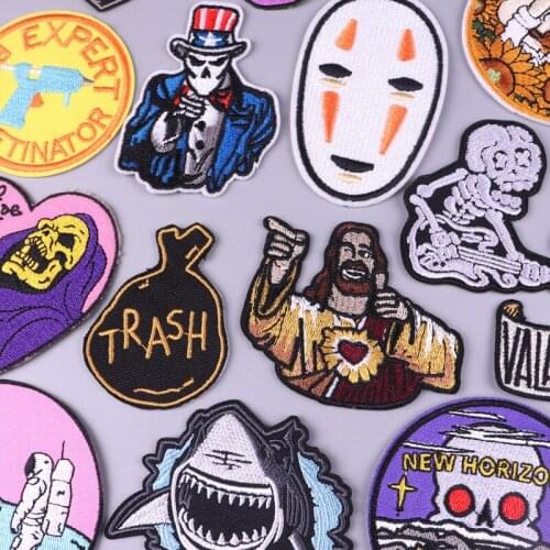 Joker Punk Embroidered Patches For Clothes DIY Iron On Patch On Clothes Anime Patches Stickers Hippie Joker Patch Stripes jacket