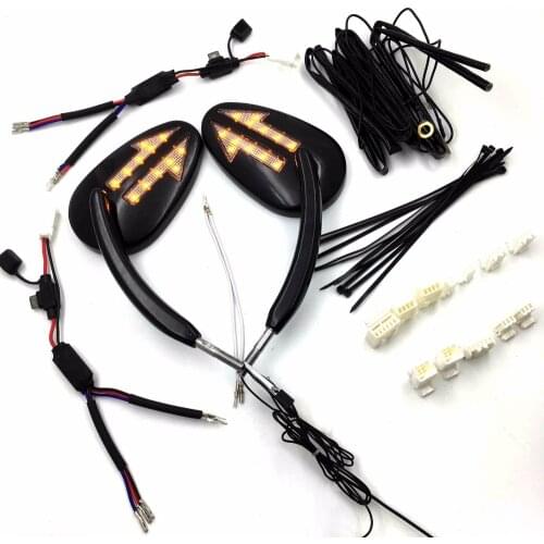 Aftermarket Free Shipping Motor Parts Integrated Arrow LED Turn Signals Side Mirrors For 1997-Later Harley Davidson Model BLACK