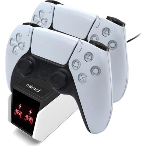 For PS5 Controller Charger Dual USB Fast Charging Dock Station Stand with AC Power Adapter for Play-Station 5 Game Accessories