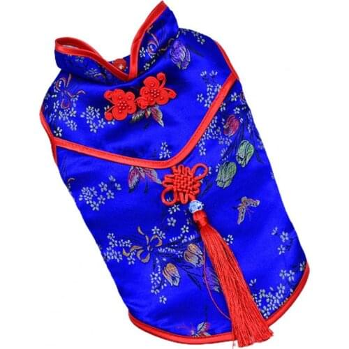 Plus Size Summer Pet Tang Suit Floral Pattern Print Chinese Style Sleeveless Dog Cheongsam Daily Life Pet Clothes