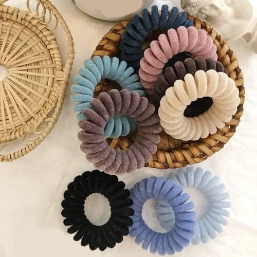 1pcs Elastic Knit Telephone Wire Yoga Hair Bands Girl Woman Hair Accessories Rubber Band Headwear Spiral Shape Sweatband