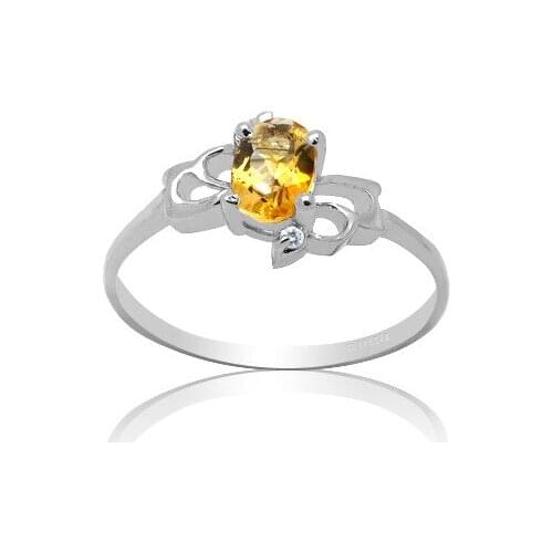 100% Natural Citrine Silver Ring for Daily Wear 4mm*6mm Real Silver Citrine Ring 925 Silver Citrine Jewelry Gift for Girl