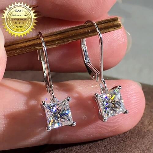 18K Gold A pair of Earrings 1CT D Color Moissanite Earrings For Women M-0.13