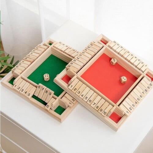 2 Colors Wooden 4 Players Shut The Box Dice Game Tabletop Family Parents Kids Board Funny Game Family Game For Children Adults