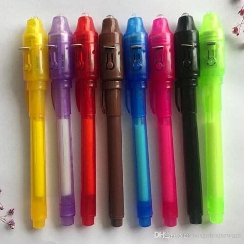 2 in 1 UV Light Magic Invisible Pens Creative Stationery Invisible Ink Pens Plastic Highlighter Marker Pen School Office Pens