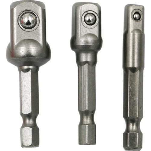 3Pcs/Set chrome vanadiume Socket Adapter Hex Shank To 1/4 "3/8" 1/2 "extension drill bits hex bit set power tools