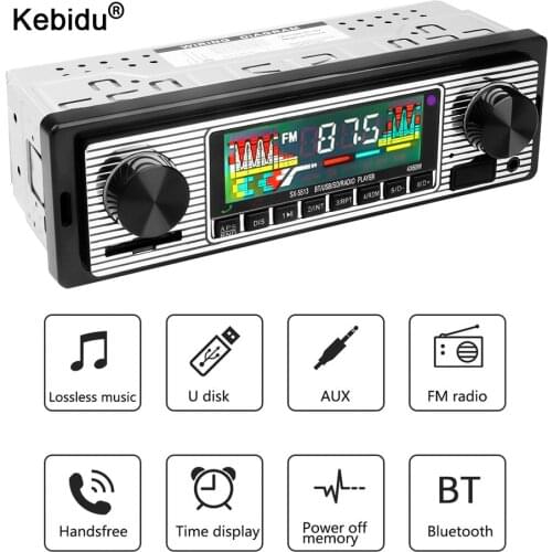 Kebidu Car Radio Bluetooth MP3 Multimedia Player Wireless Support AUX USB FM 12V Classic Stereo Audio Player For Car