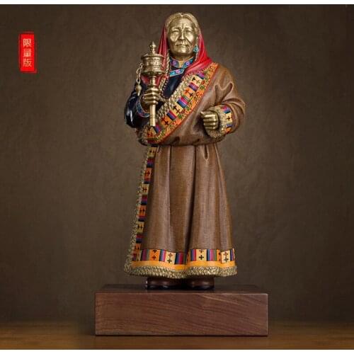 LARGE Limited edition Buddhism HOME High grade Collection ART Tibetan elderly scripture prayer wheel handmade copper Sculpture
