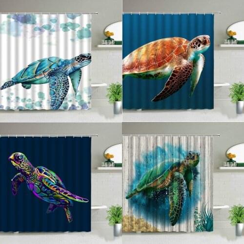 Color turtle shower curtain fabric shower curtain curtains pink shower curtain set shower curtain bathroom set waterproof Scenic