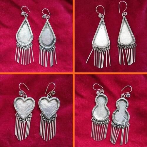 Ethnic jewelry handmade Miaoyin diy earrings Miao embroidery accessories inlaid embroidered tassel earrings