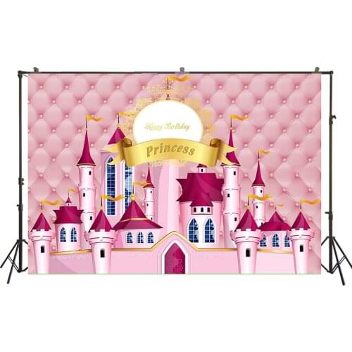 HUAYI Photography Backdrops Birthday Photo Backdrop Castle Princess Baby Shower Party Decor Banner Photography Background W-897