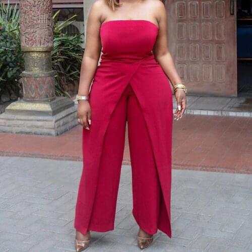 Off Shoulder Jumpsuit African Dresses for Women Playsuit Clubwear Clothes Straight Leg Jumpsuits Womens Split Bodysuit Rompers