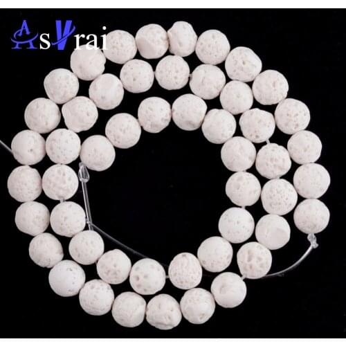Natural White Lava Stone Round Loose Beads for Jewelry Making 6-12mm Volcanic Rock Ball Beads Diy Handmade Accessories Findings