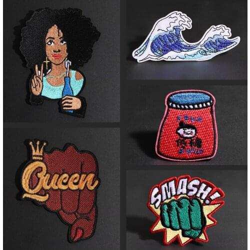 Fashion girl smash everything queen fist patches coats bags Decorative stickers Low calorie pudding child Cartoon patch