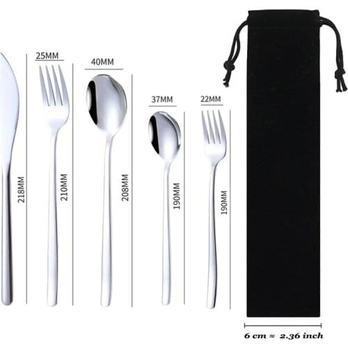Flatware Sets 304 Stainless Steel Tableware Set Knife Fork Spoon Dinnerware Set Dishwasher Safe Cutlery Set With Portable Bag