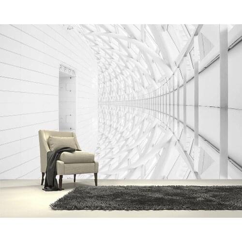 Papel de parede White modern concept building 3d space 3d wallpaper mural,living room tv wall bedroom home decoration