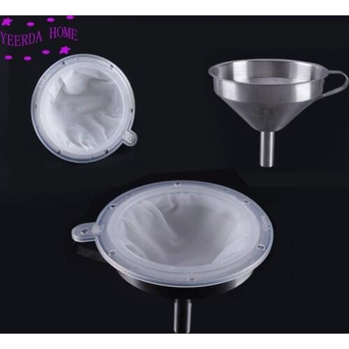 Stainless steel funnel and fruit milk traditional Chinese medicine oil white wine boiled water 200 300 400 450 mesh nylon filter