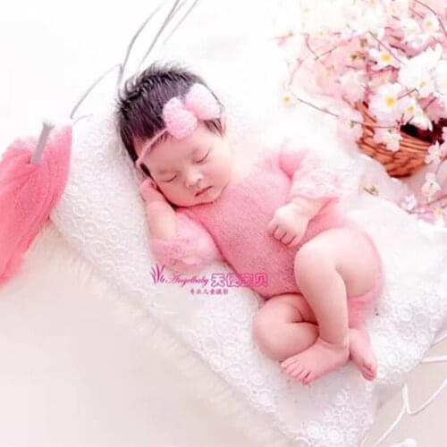 Newborn flower tieback headband Photography props Newborn Mohair Tieback baby girl mohair headband