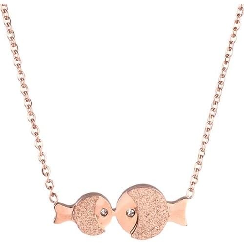 Stainless Steel Necklace for Women Fish with Rhinestone Eyes Choker Pendant On Neck Jewelry Best Gift